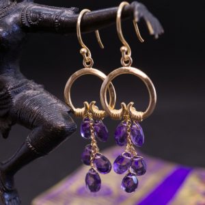 Boucles d’Oreilles Vishnou Plaqué Or et Améthyste