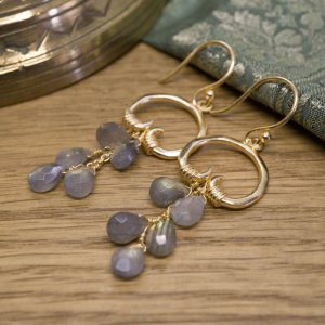 Boucles d’Oreilles Vishnou Plaqué Or et Labradorite