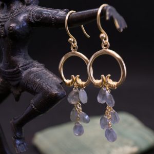 Boucles d’Oreilles Vishnou Plaqué Or et Labradorite