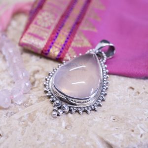 Pendentif Jalna Argent et Quartz Rose
