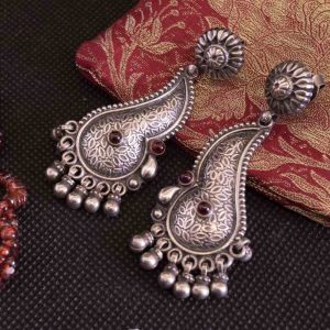 Boucles d'Oreilles Sachiya Argent et Grenat