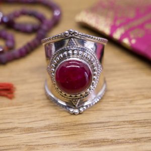 Bague Kibber Argent et Rubis Indien
