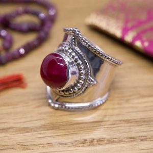 Bague Kibber Argent et Rubis Indien